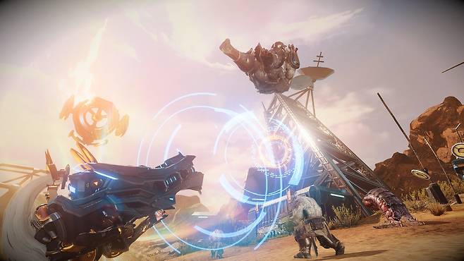 '아레스'의 세계관은 미래 SF 시대를 배경으로 하고 있어 유저와 적 대부분 '총'과 같은 무기를 사용한다. (카카오게임즈 제공)