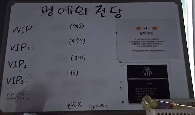 업체는 VVIP를 한 명으로 제한해 10대들 간 무한 경쟁을 유도했다. (SBS 갈무리)