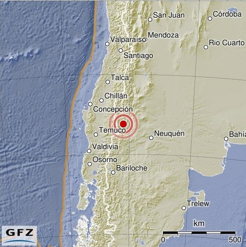 아르헨티나 남부에 강도 6.4 지진  [GFZ 홈페이지 자료 화면 캡처]