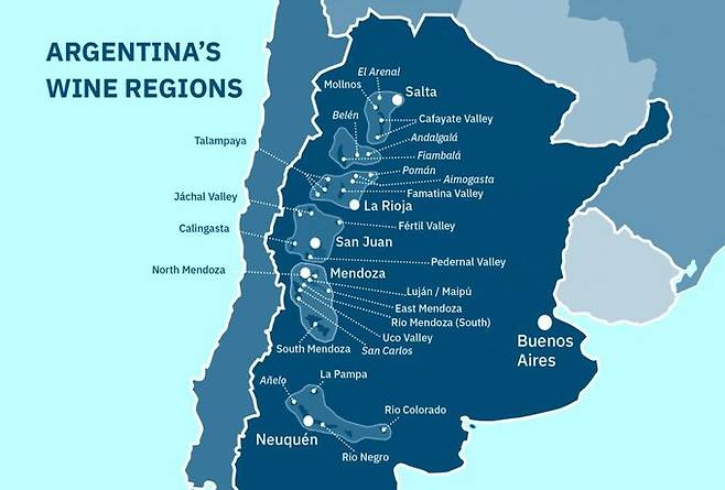 아르헨티나 주요 와인산지.