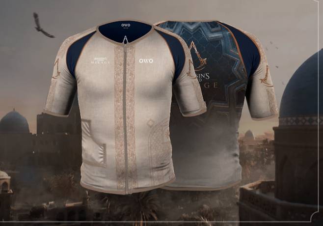 프랑스 게임사인 유비소프트와 스페인 촉각 슈트 제조업체인 OWO가 함께 개발한 게임용 슈트. OWO 웹사이트 캡처