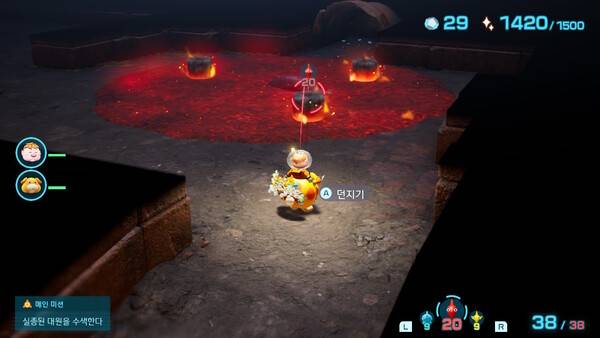 - 처음에는 피크민 능력으로 해결하는 간단한 퍼즐이 있다