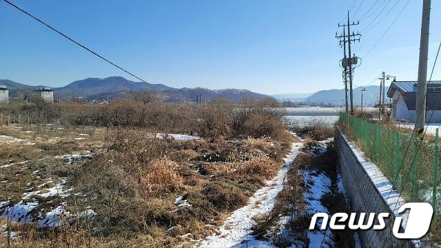 영동천 옛 물길터 생태하천 복원사업이 추진 중인 심천면 초강리 일대 전경. (영동군 제공) /뉴스1