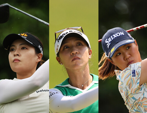 2023년 미국여자프로골프(LPGA) 투어 메이저 대회 아문디 에비앙 챔피언십에 출전하는 전인지 프로, 리디아 고, 하타오카 나사. 사진제공=Getty Images_LPGA