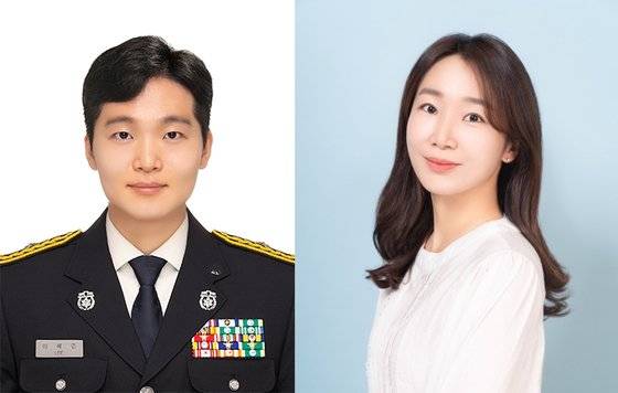 지난 25일 제주시 판포포구에서 물놀이객을 구조한 남편 이혜린 소방위와 아내 간호사 강한솔 씨. 소방청 제공