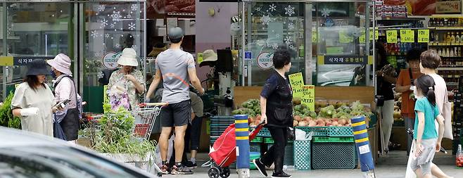 서울 중구 한 식자재 마트가 영업을 하고 있다. 이 식자재 마트 주변 150m 거리에 전통시장이 있다.  김호영 기자