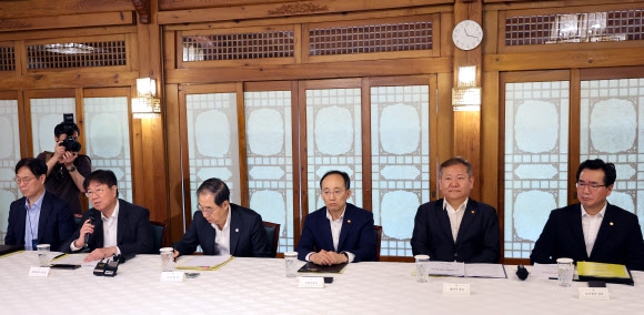 김대기 대통령 비서실장이 28일 오전 서울 삼청동 총리공관에서 열린 고위당정협의회에서 발언하고 있다. 2023.7.28 연합뉴스