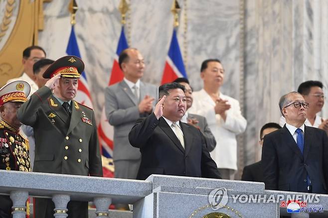 북한, '전승절 70주년' 야간 열병식 개최 (평양 조선중앙통신=연합뉴스) 북한이 '전승절'(6ㆍ25전쟁 정전협정기념일) 70주년인 지난 27일 저녁 평양 김일성광장에서 열병식을 개최했다고 조선중앙통신이 28일 보도했다. 2023.7.28 
    [국내에서만 사용가능. 재배포 금지. For Use Only in the Republic of Korea. No Redistribution] nkphoto@yna.co.kr