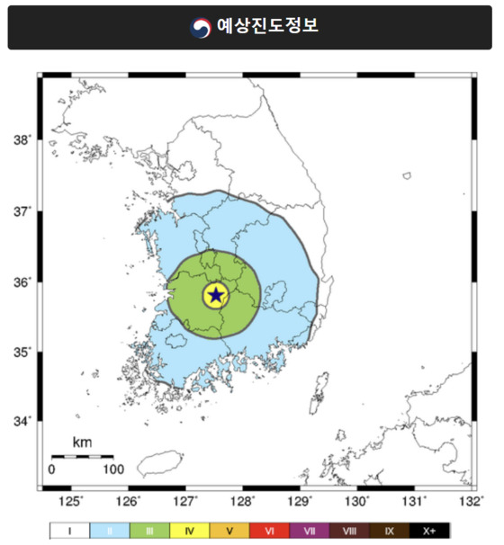 The Korea Meteorological Administration's website shows the epicenter of the 3.5-degree quake detected in North Jeolla on Saturday. [SCREEN CAPTURE]