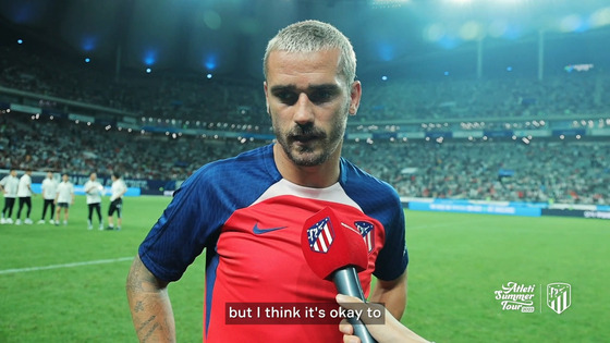 Antoine Griezmann speaks after Atletico Madrid's 3-2 loss to Team K League at Seoul World Cup Stadium in Mapo District, western Seoul on Thursday. [ONE FOOTBALL]