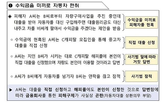 자동차 금융 편치 사기 사례 [금융감독원 제공]