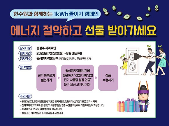 한수원과 함께하는 1kWh 줄이기 캠페인 포스터. [사진=월성원자력본부]