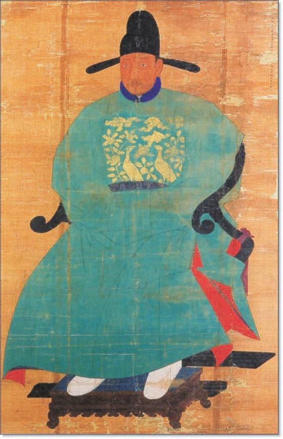 중국 화공이 그린 것으로 추정되는 신숙주 초상. 보물 613호.