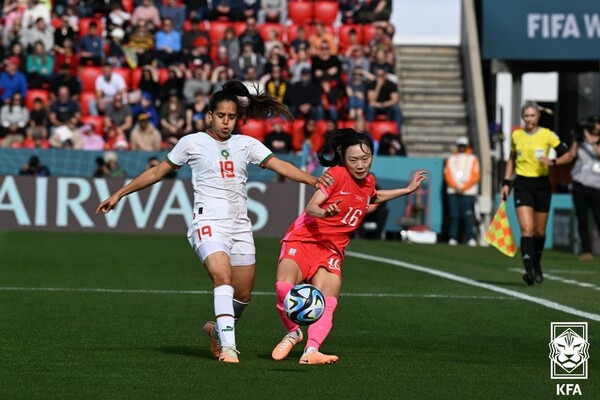 콜린 벨 감독이 이끄는 여자 축구대표팀은 30일 오후 1시30분(한국시간) 호주 애들레이드 힌드마시 스타디움에서 모로코와 2023 국제축구연맹(FIFA) 여자 월드컵 H조 조별리그 2차전에서 0대1로 패했다. 사진┃KFA