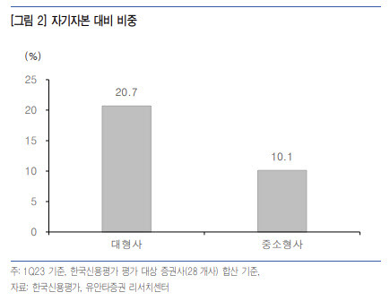 자기자본 대비 해외부동산 투자 비중.(사진=유안타증권)