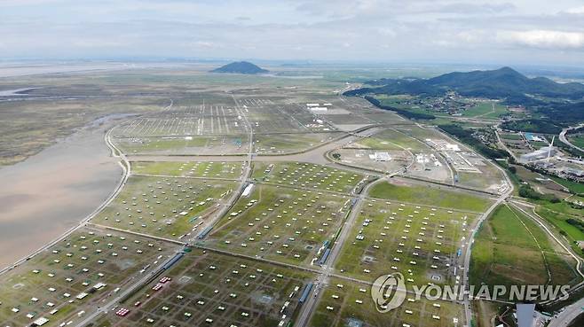 실제 잼버리 야영장 모습 조감도와 다르게 나무는 찾아볼 수 없다. [부안군 제공. 재판매 및 DB금지]