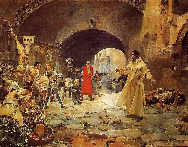 소로야가 로마에서 머물 당시 그린 ‘미친 사람을 변호하는 호프레 신부’. 1887년 작품이다.