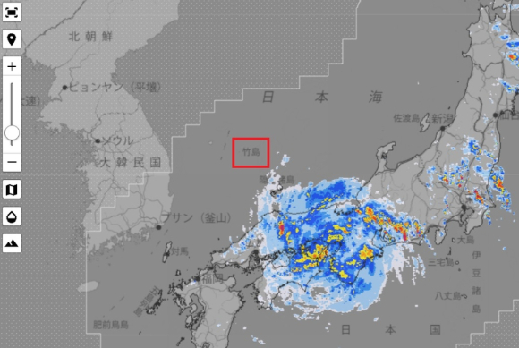 제7호 태풍 '란'이 지난 15일 일본에 상륙한 가운데, 일본 기상청이 기상지도에서 독도를 일본 영토로 표기한 것으로 드러났다. [사진=서경덕 교수 인스타그램 캡처]
