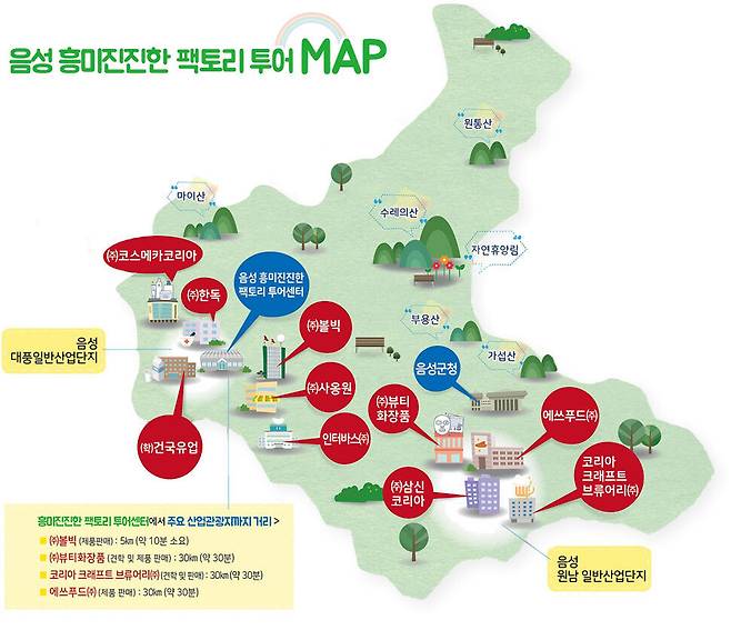 음성 흥미진진한 팩토리 투어 지도. 음성군 제공