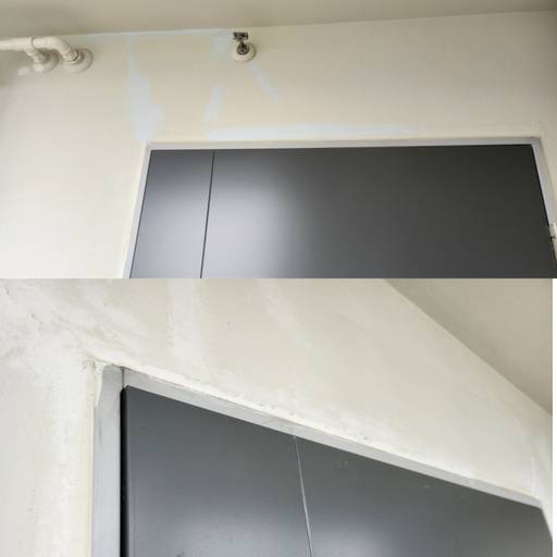 인천 중구 영종 LH 49단지 행복주택의 현관문 위쪽 양 모서리에는 대각선으로 균열이 가 있다. 박주연기자