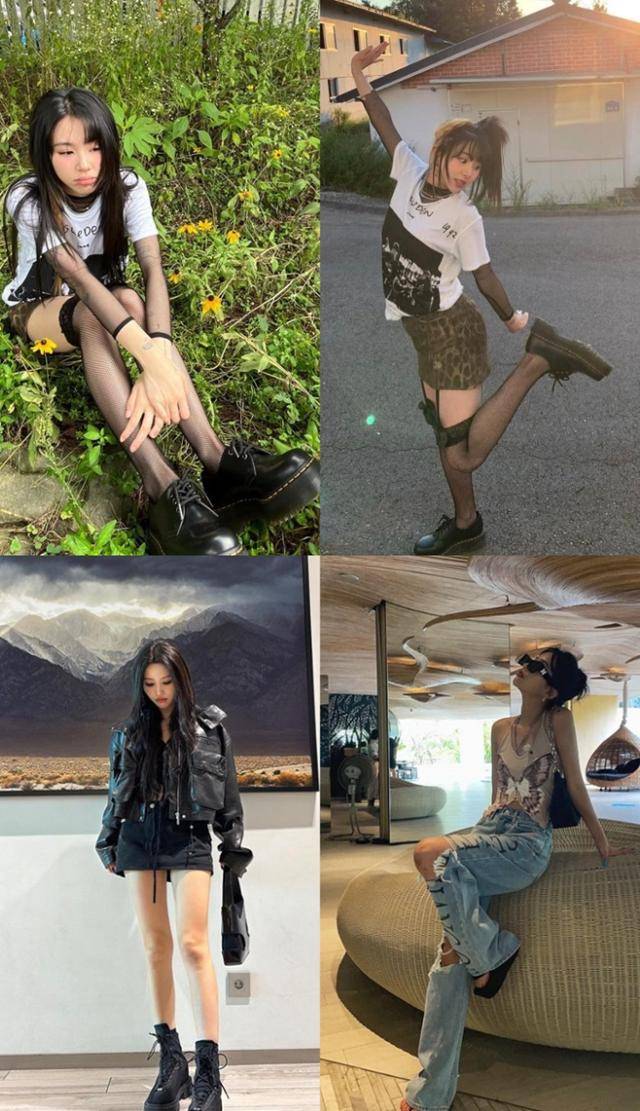 그룹 트와이스 채영과 (여자)아이들 소연도 펑키한 무드의 스타일링을 선보였다. 채영 소연 SNS