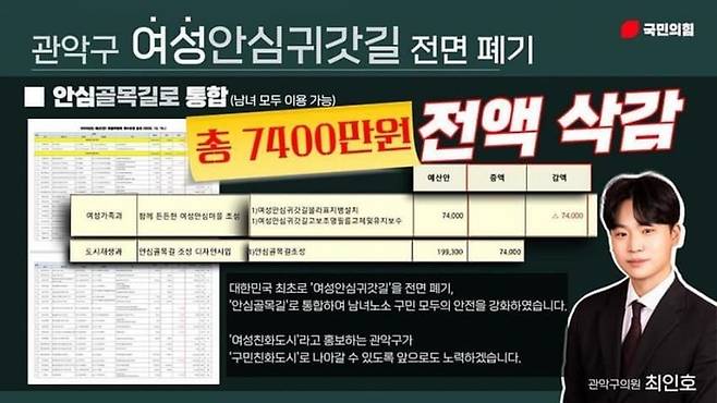 최인호 관악구의원이 지난해 12월 배포한 시정활동 홍보 포스터. 최인호 구의원 트위터 갈무리