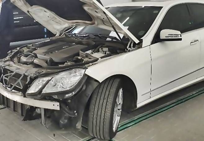 수리를 앞둔 사고차 [사진촬영=최기성 매경닷컴 기자]