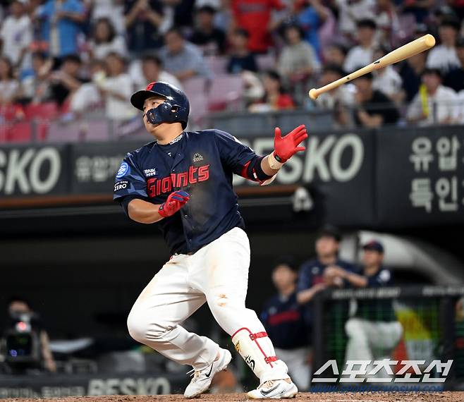 2023 KBO리그 롯데 자이언츠와 KIA 타이거즈의 경기가 29일 광주KIA챔피언스필드에서 열렸다. 롯데 한동희가 타구를 날리고 있다. 광주=허상욱 기자wook@sportschosun.com/2023.07.29/