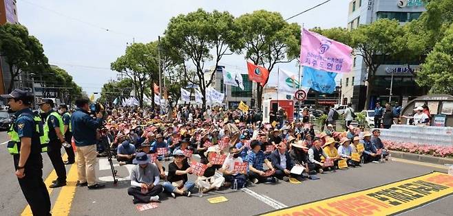 지난 6월 일본 핵오염수 해양투기 저지 제주 범도민대회/사진=연합뉴스