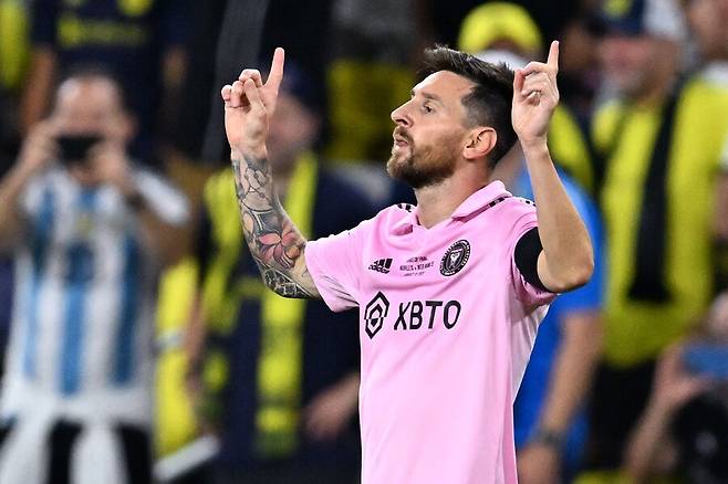 ▲ 시즌 중 인터 마이애미에 합류한 리오넬 메시지만 곧바로 정신적 지주로 자리 잡았다. ⓒ연합뉴스/REUTERS/AFP