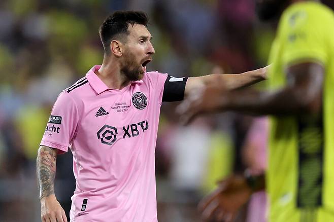 ▲ 시즌 중 인터 마이애미에 합류한 리오넬 메시지만 곧바로 정신적 지주로 자리 잡았다. ⓒ연합뉴스/REUTERS/AFP