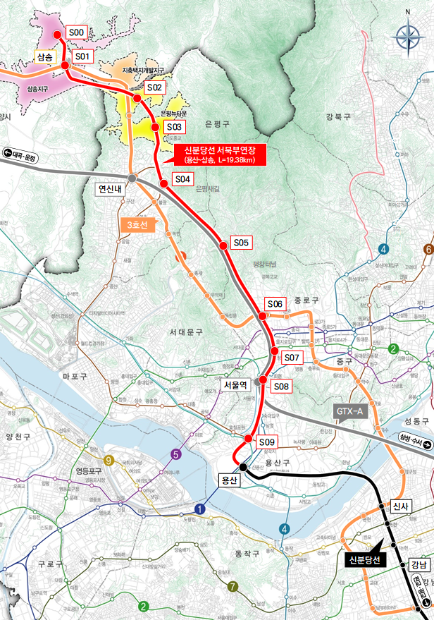 예비타당성 조사를 넘지 못한 신분당선 서북부 연장안 [사진 = 서울시]