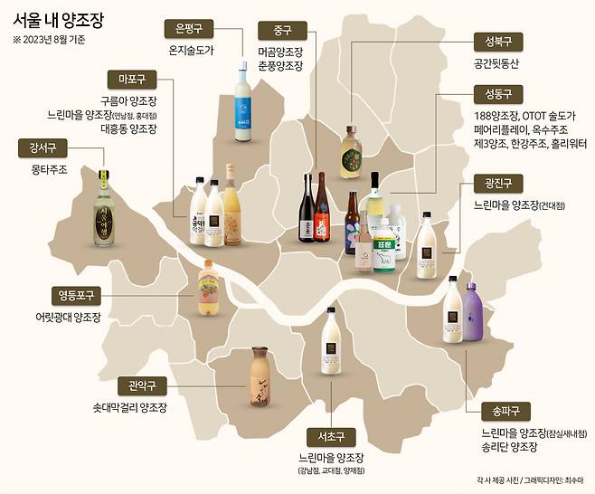 서울 내 양조장 지도 [헤럴드경제DB]