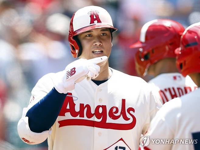 시즌 44호 홈런을 때린 '타자' 오타니 [AFP/게티이미지=연합뉴스]