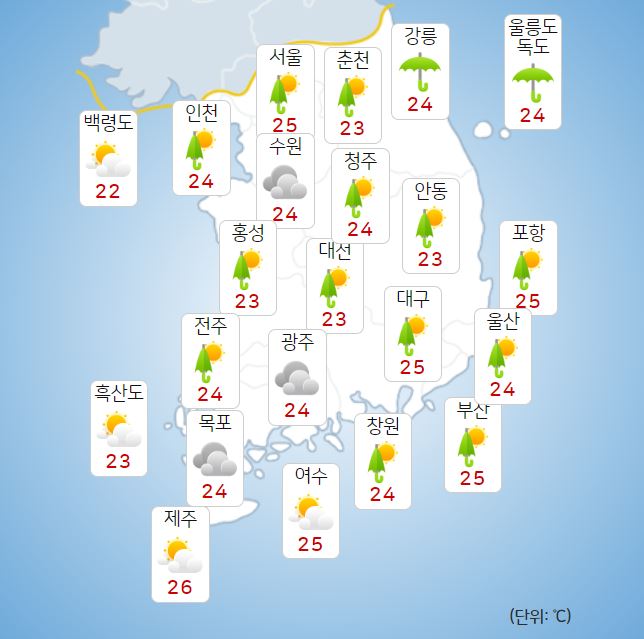 ⓒ기상청: 오늘(25일) 오전 전국날씨