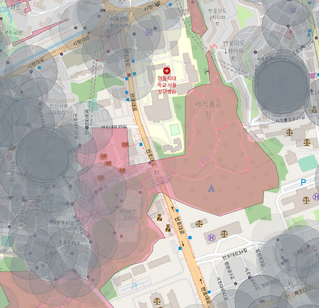 서리풀공원엔 입구에만 설치된 CCTV