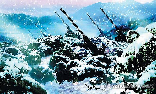 북한이 소위 '선군8경'의 하나로 내세운 다박솔 초소 설경  북한 통일문학 2005년1호 2005.5.8 (서울=연합뉴스)