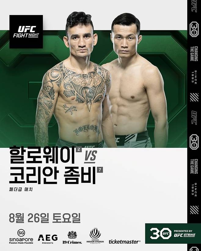 [서울=뉴시스] 전 UFC 페더급 챔피언이자 현 랭킹 1위 맥스 할로웨이(31·미국)와 