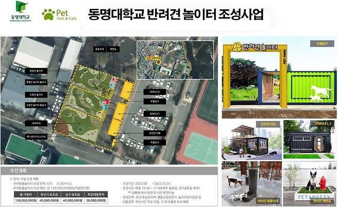 [부산=뉴시스] 동명대학교는 반려동물대학 설립과 대학동물병원 유치에 이어 최근 부산시가 추진하는 자치구·군 반려견 놀이터 등 조성 지원 공모사업에 최종 선정됐다고 28일 밝혔다. (사진=동명대 제공) photo@newsis.com *재판매 및 DB 금지