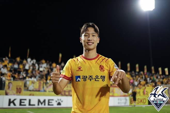 한국 프로축구 K리그1 28라운드 최우수선수로 선정된 광주FC 엄지성. /사진= 한국프로축구연맹