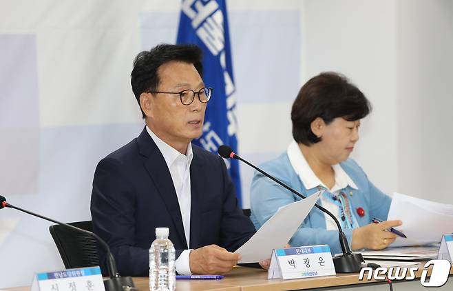 박광온 더불어민주당 원내대표가 30일 오전 전남 무안군 전남도당에서 열린 현장 최고위원회의에서 모두발언을 하고 있다. 2023.8.30/뉴스1 ⓒ News1 김태성 기자