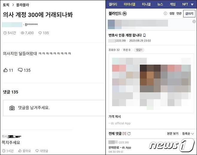 (블라인드, 디시인사이드 '블라인드 갤러리' 갈무리)