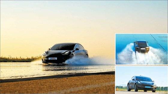 전기차의 대표 주자 테슬라 모델 3를 이용해 전기차 전용 타이어 3종, 4계절 타이어 1종의 성능을 비교 평가했다. [사진 오토뷰]