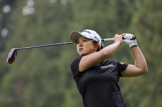 Kim Sei-young tees off on the second hole during the second round of the CPKC Women's Open at Shaughnessy Golf & Country Club in Vancouver, Canada on Friday. [REUTERS/YONHAP]