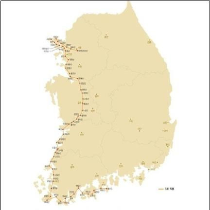 조선 후기 '증보문헌비고'에 따른 제5로 직봉(直烽) 봉수 노선지도 (사진=부안군 제공) *재판매 및 DB 금지