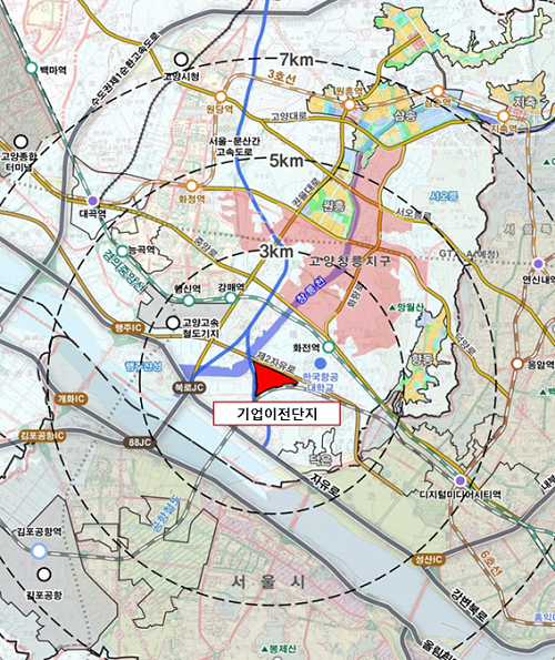 ▲'고양현천 기업이전부지' 예정지 위치도. ⓒ경기도