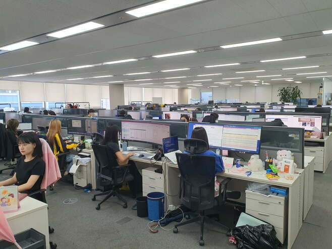 에코마케팅 직원들이 마케팅 자료를 분석하고 있다. 윤현주 기자