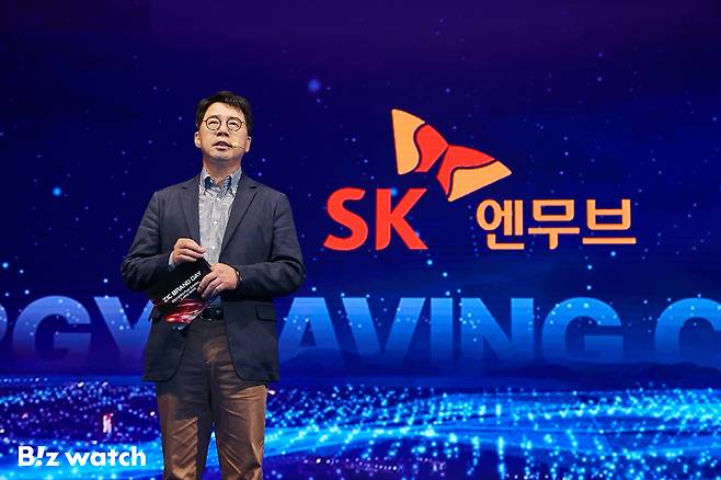 박상규 SK엔무브 사장이 5일 서울 광진구 그랜드워커힐에서 열린 ZIC Brand Day에서 ZIC의 미래 비전을 발표하고 있다./사진=SK엔무브