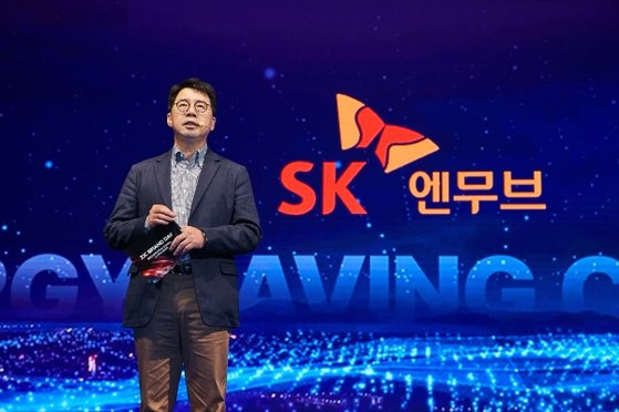 박상규 SK엔무브 사장이 5일 서울 광진구 그랜드워커힐에서 열린 ZIC Brand Day에서 미래 비전을 발표하고 있다. 사진 SK엔무브