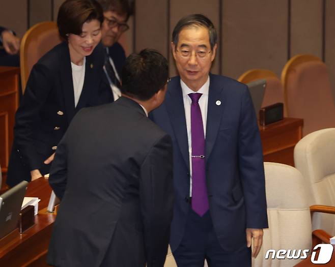 한덕수 국무총리가 7일 오후 서울 여의도 국회에서 열린 경제분야 대정부질문에 참석하고 있다. 2023.9.7/뉴스1 ⓒ News1 송원영 기자